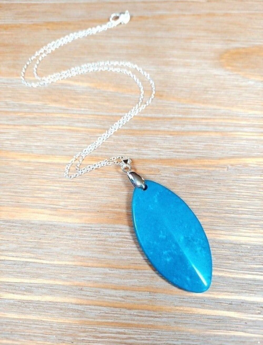 Large Turquoise Howlite Necklace Gemstone Statement Pendant